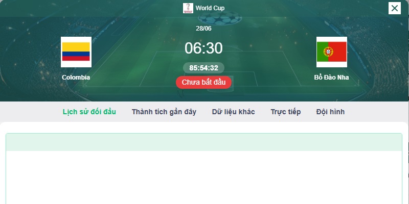 Soi kèo Bồ Đào Nha vs Colombia