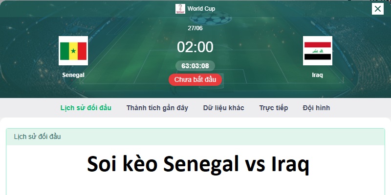 Soi kèo Senegal vs Iraq