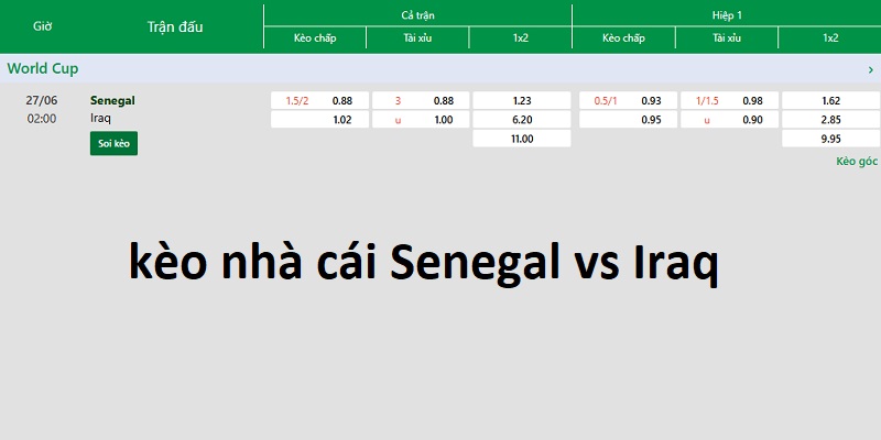 kèo nhà cái Senegal vs Iraq kèo nhà cái Senegal vs Iraq